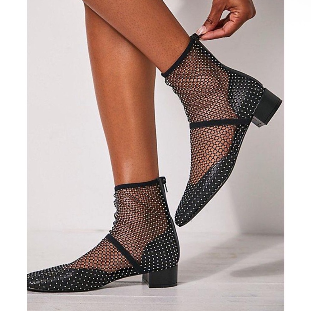 Jeffrey Campbell Black Mesh Flats with White Dots